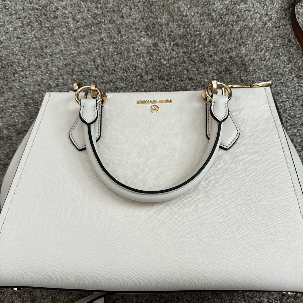 Michael Kors White Satchel with Gold Hardware